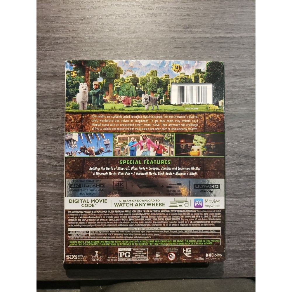 A Minecraft Movie (4K + Digital)  W/Slipcover NEW Digital - Picture 3 of 4